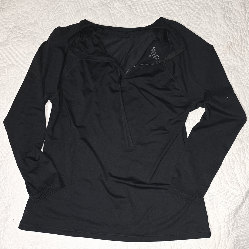 Athleta Black Long Sleeve Zip Top